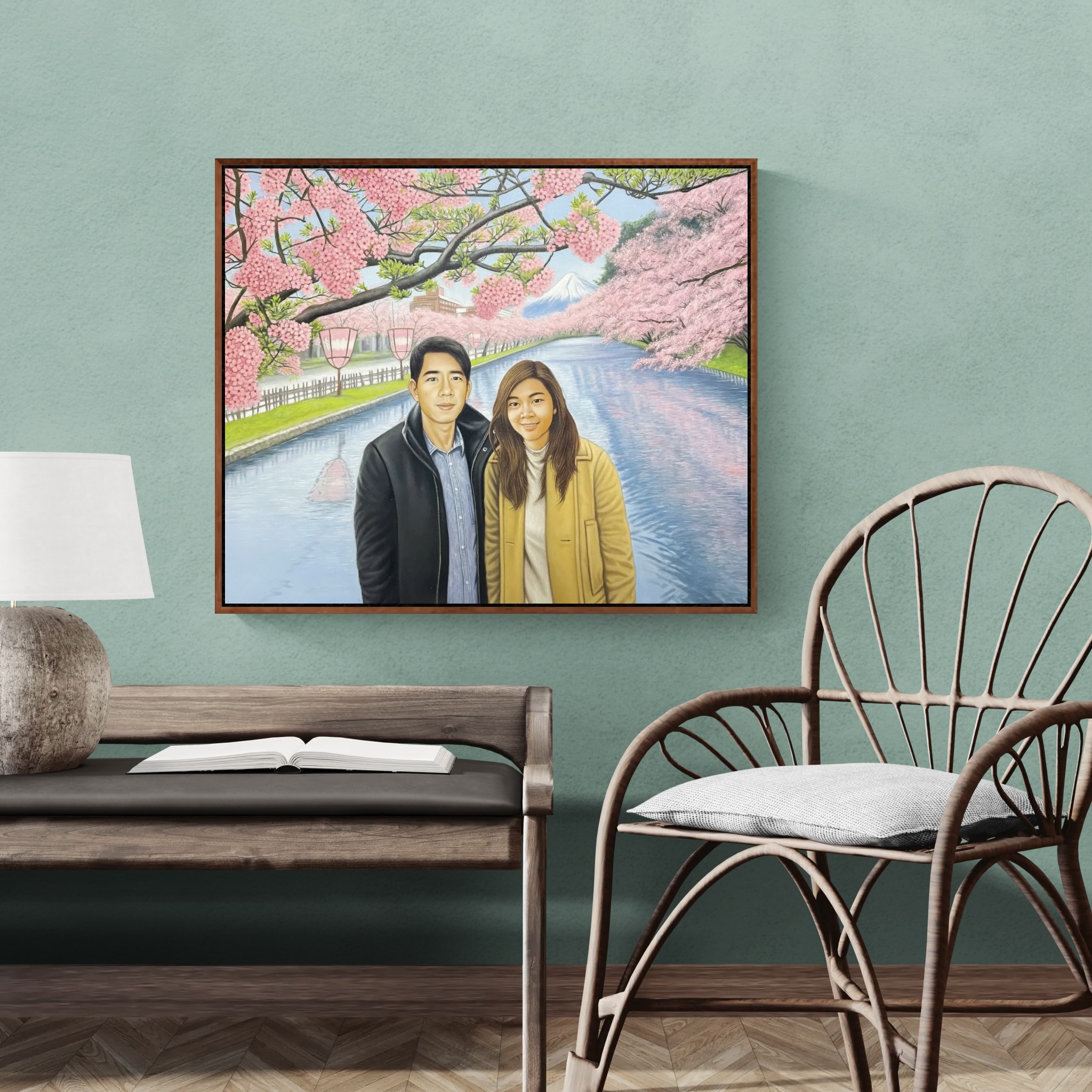 (Customs Family Picture) Spring Reflections by the Sakura River image 2
